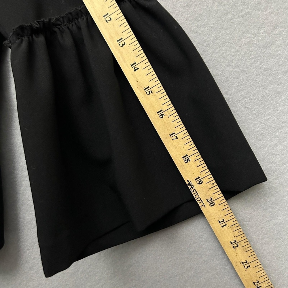 ZARA BASIC Black Bell Sleeve Cropped Blazer Jacket Open Front Size L Work Party - Picture 7 of 14